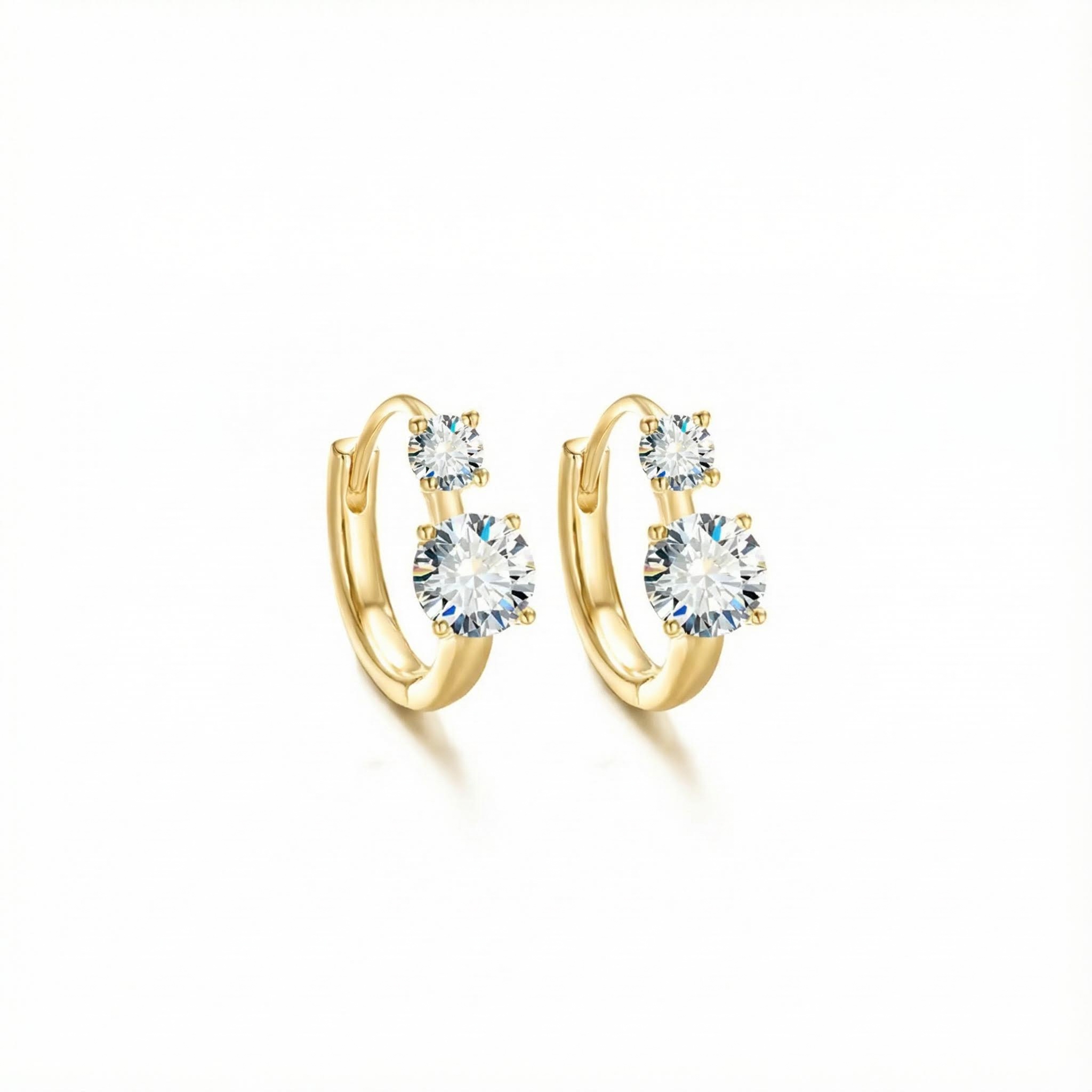 1.2CT Double Stone VVS Moissanite S925 Silver Hoop Earrings