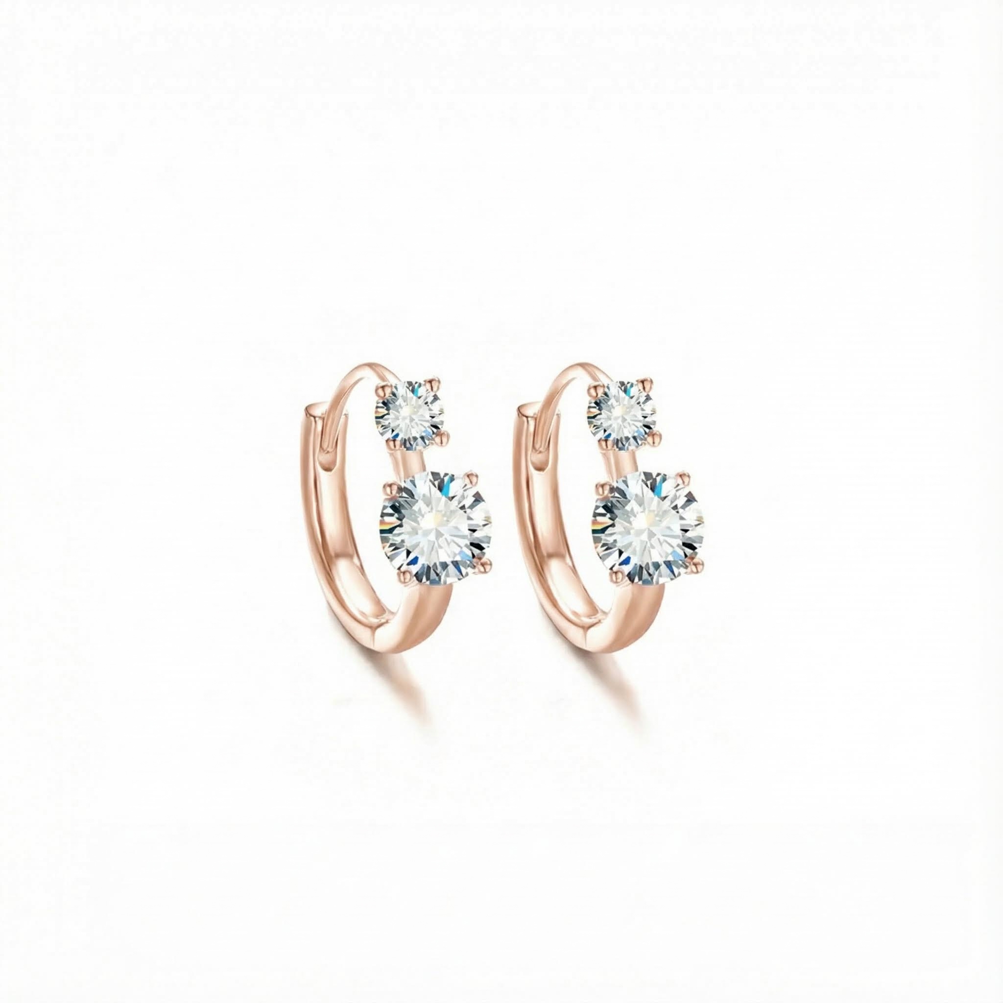 1.2CT Double Stone VVS Moissanite S925 Silver Hoop Earrings