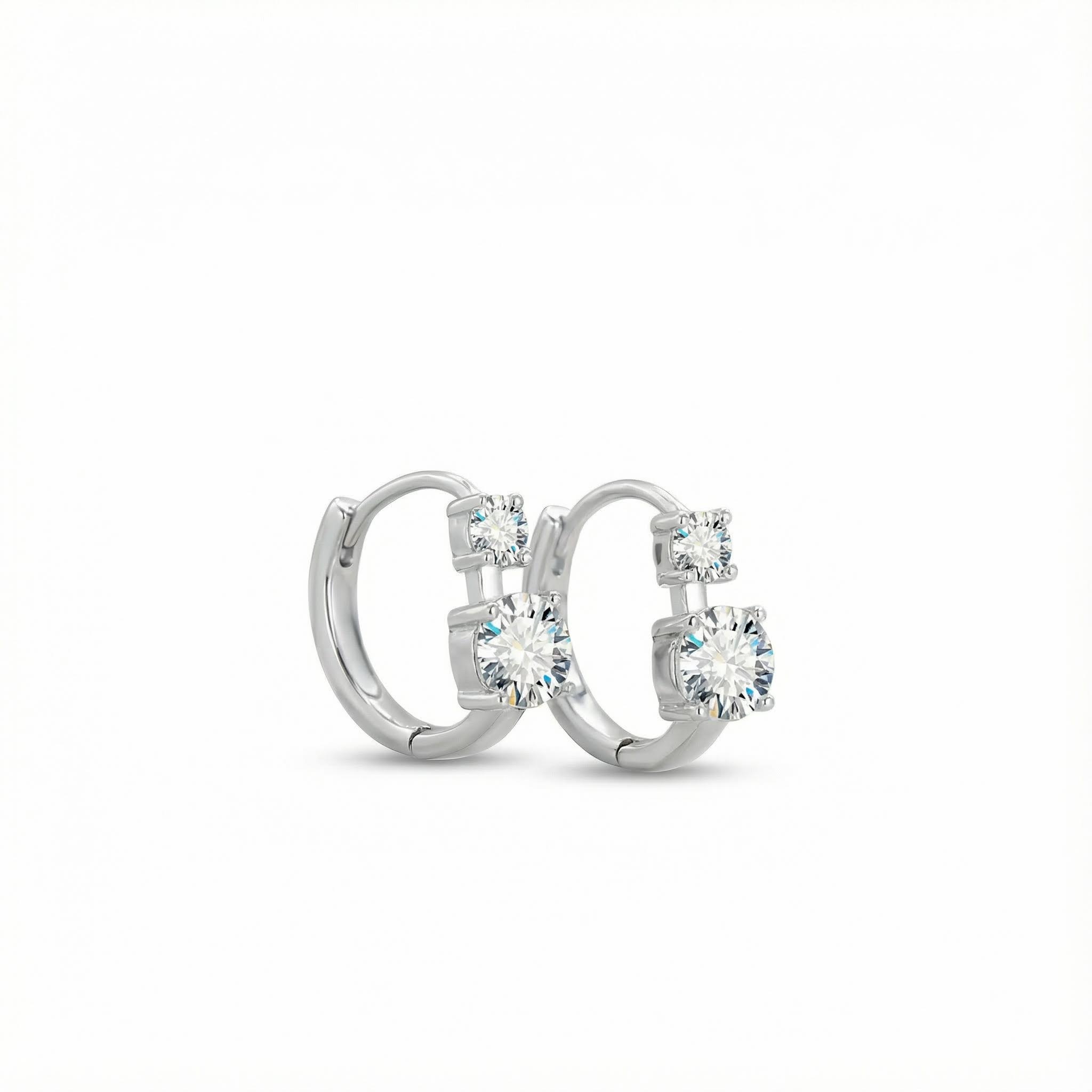 1.2CT Double Stone VVS Moissanite S925 Silver Hoop Earrings
