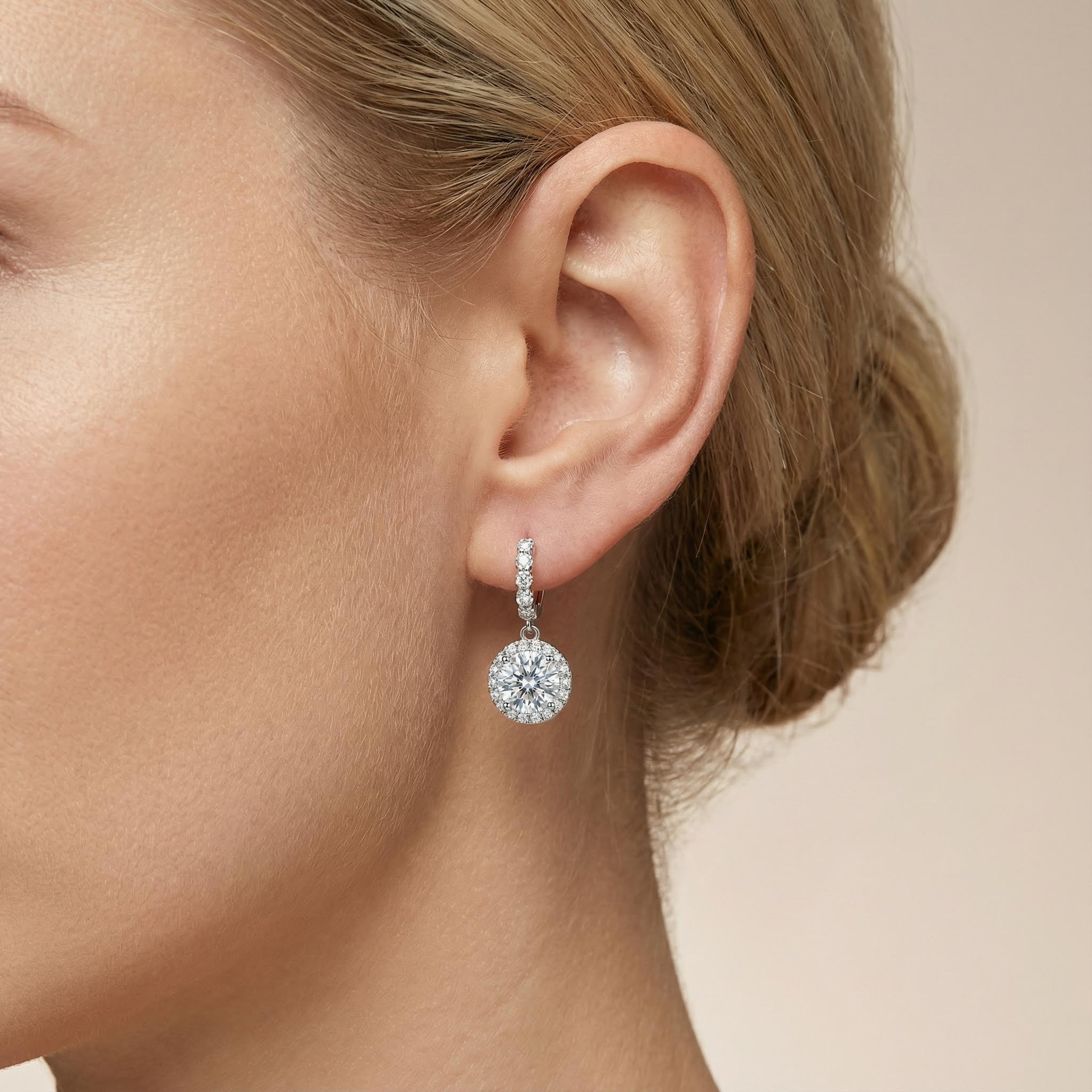 1CT/2CT/3CT Round Cut  VVS Moissanite S925 Silver Drop Earrings