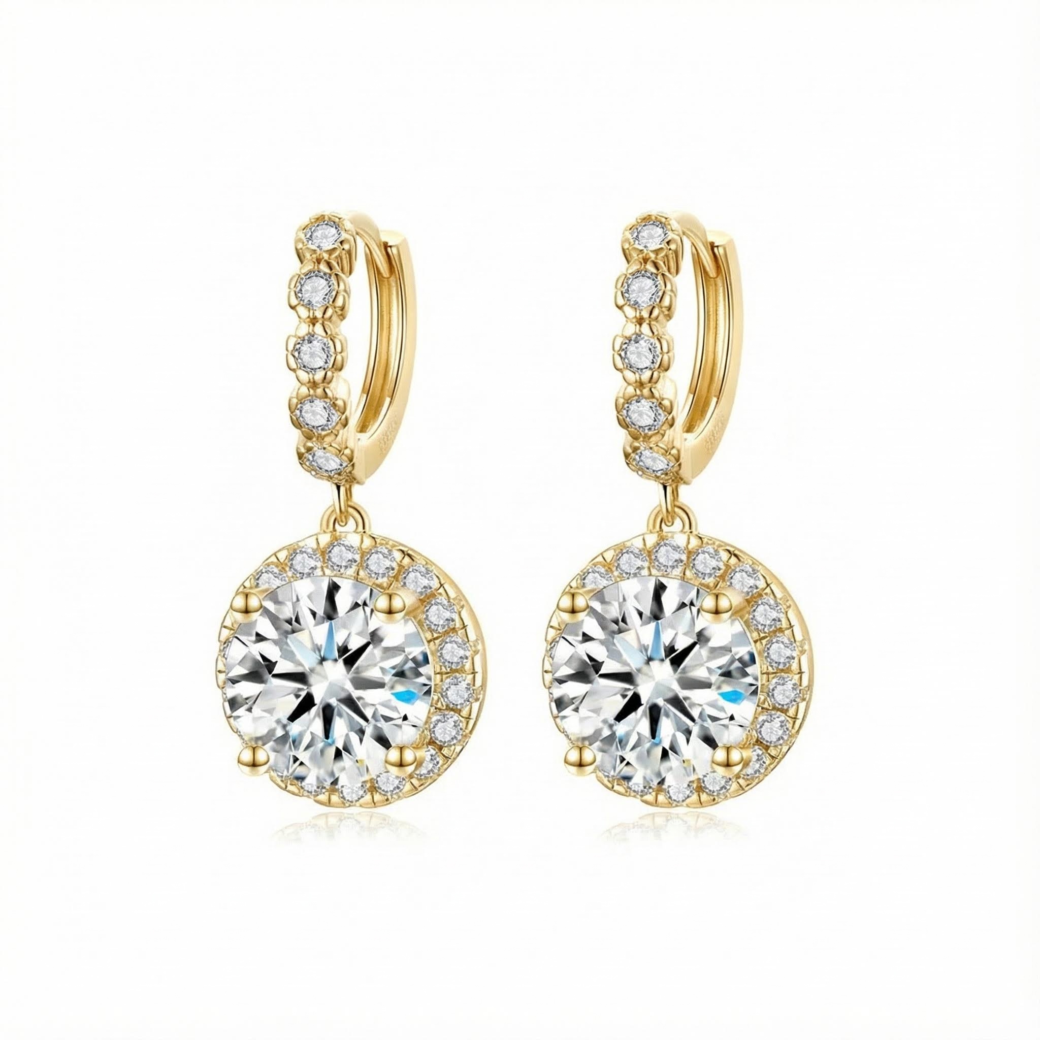 1CT/2CT/3CT Round Cut  VVS Moissanite S925 Silver Drop Earrings