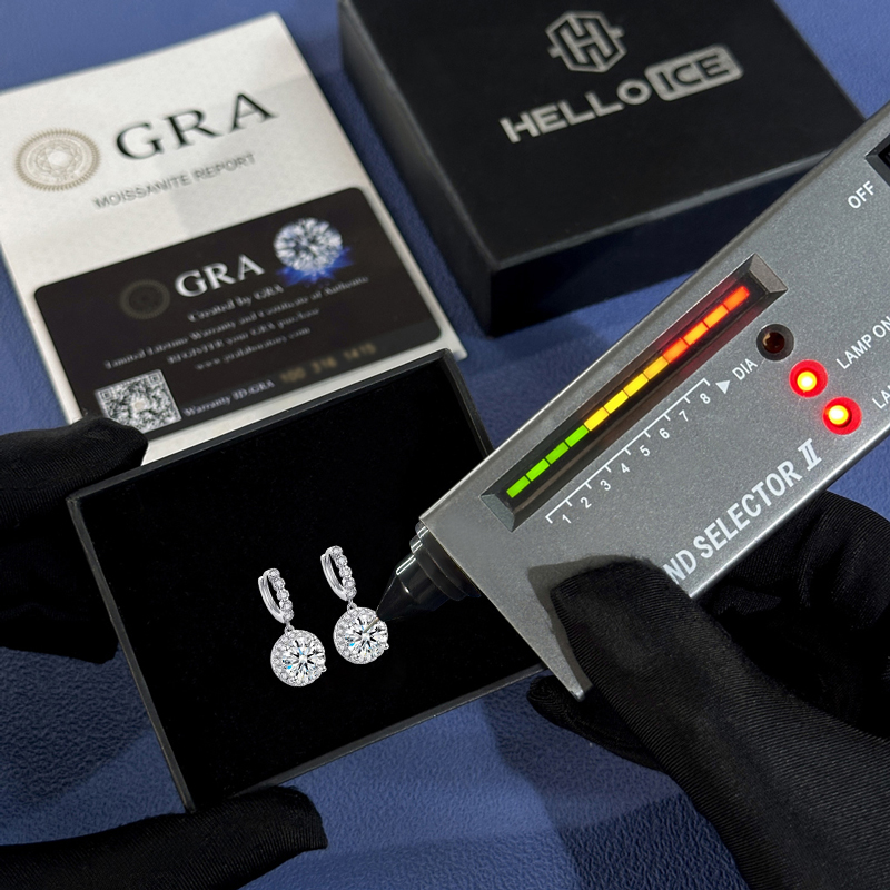 1CT/2CT/3CT Round Cut  VVS Moissanite S925 Silver Drop Earrings