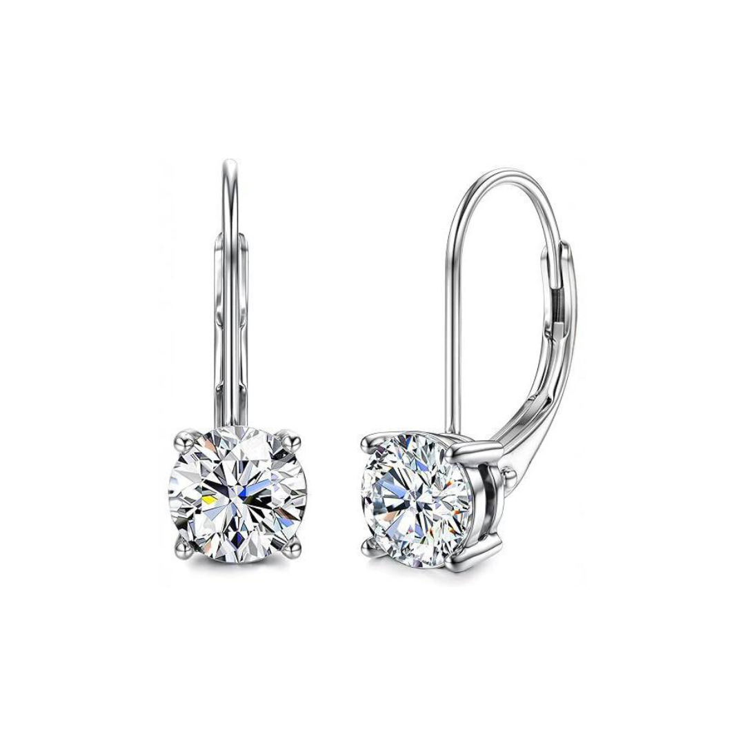 0.5CT/1CT Round Cut VVS Moissanite S925 Silver Solitaire Drop Earrings