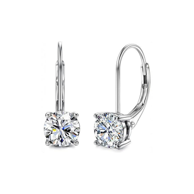 0.5CT/1CT Round Cut VVS Moissanite S925 Silver Solitaire Drop Earrings