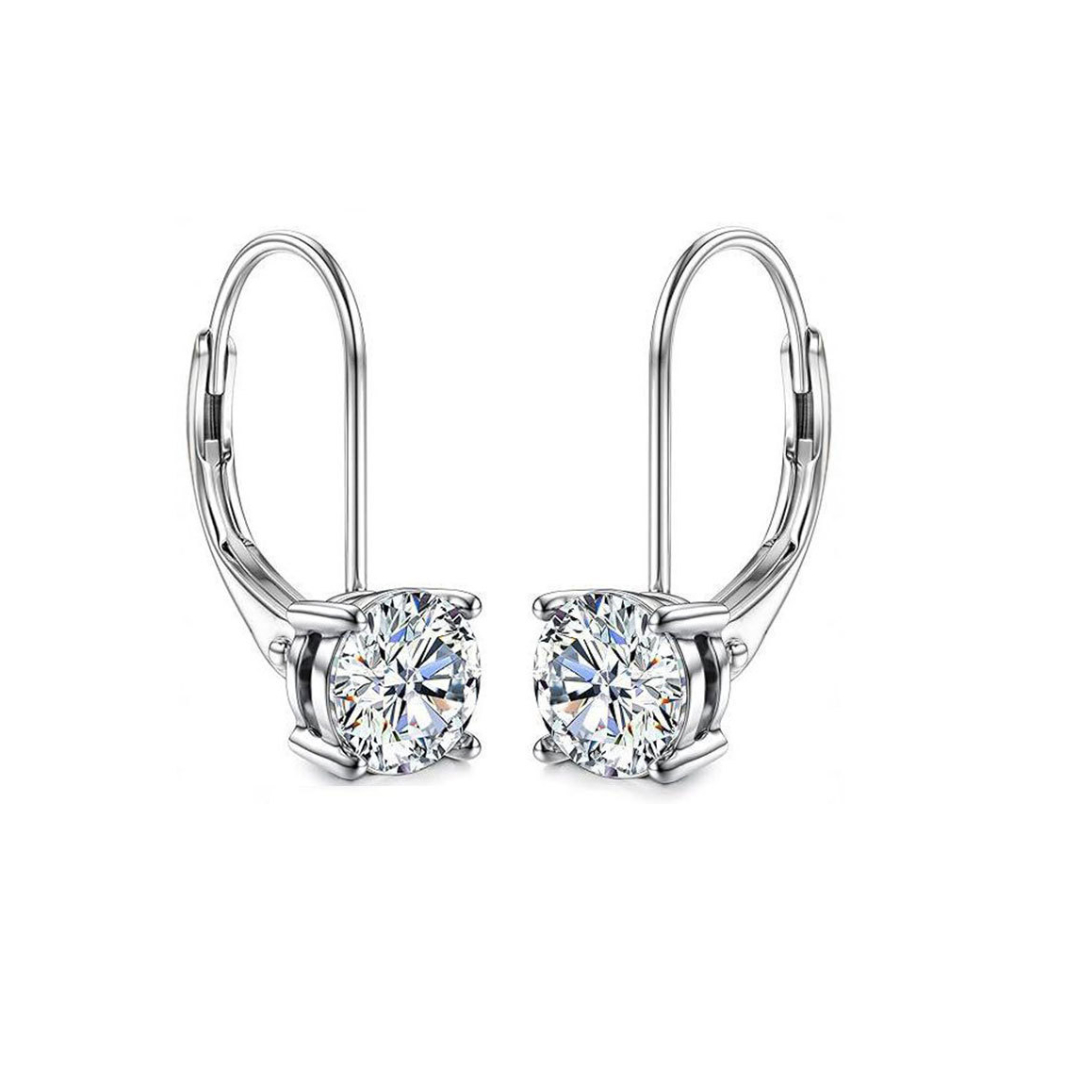 0.5CT/1CT Round Cut VVS Moissanite S925 Silver Solitaire Drop Earrings