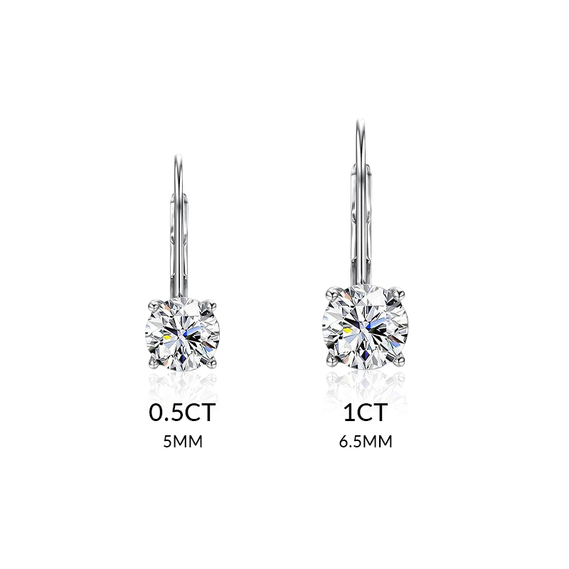 0.5CT/1CT Round Cut VVS Moissanite S925 Silver Solitaire Drop Earrings