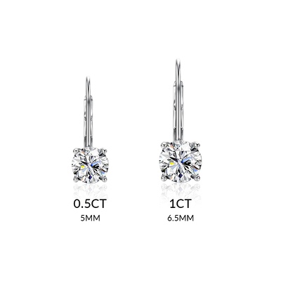 0.5CT/1CT Round Cut VVS Moissanite S925 Silver Solitaire Drop Earrings