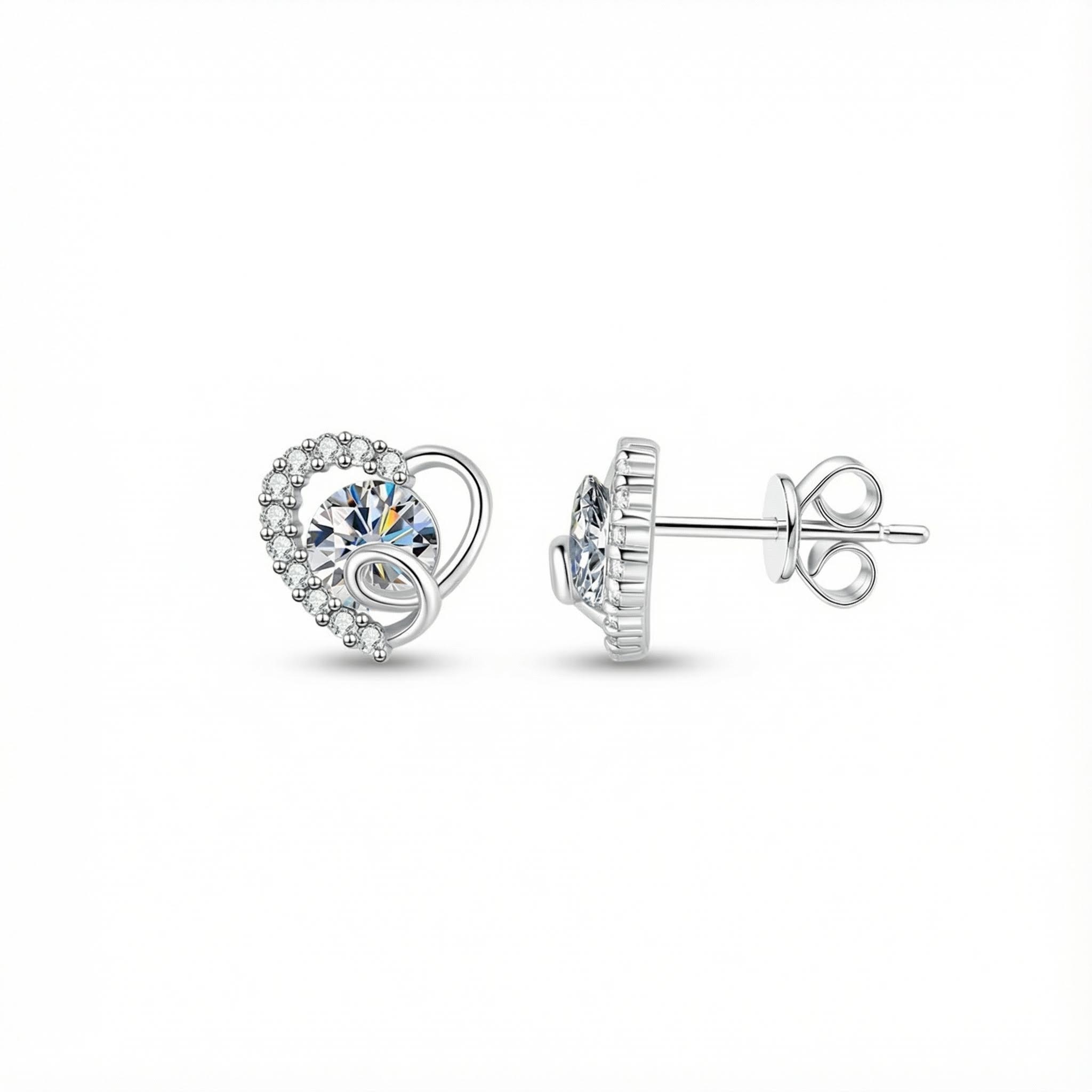 Heart Shape VVS Moissanite S925 Silver Stud Earrings