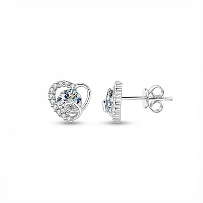 Heart Shape VVS Moissanite S925 Silver Stud Earrings