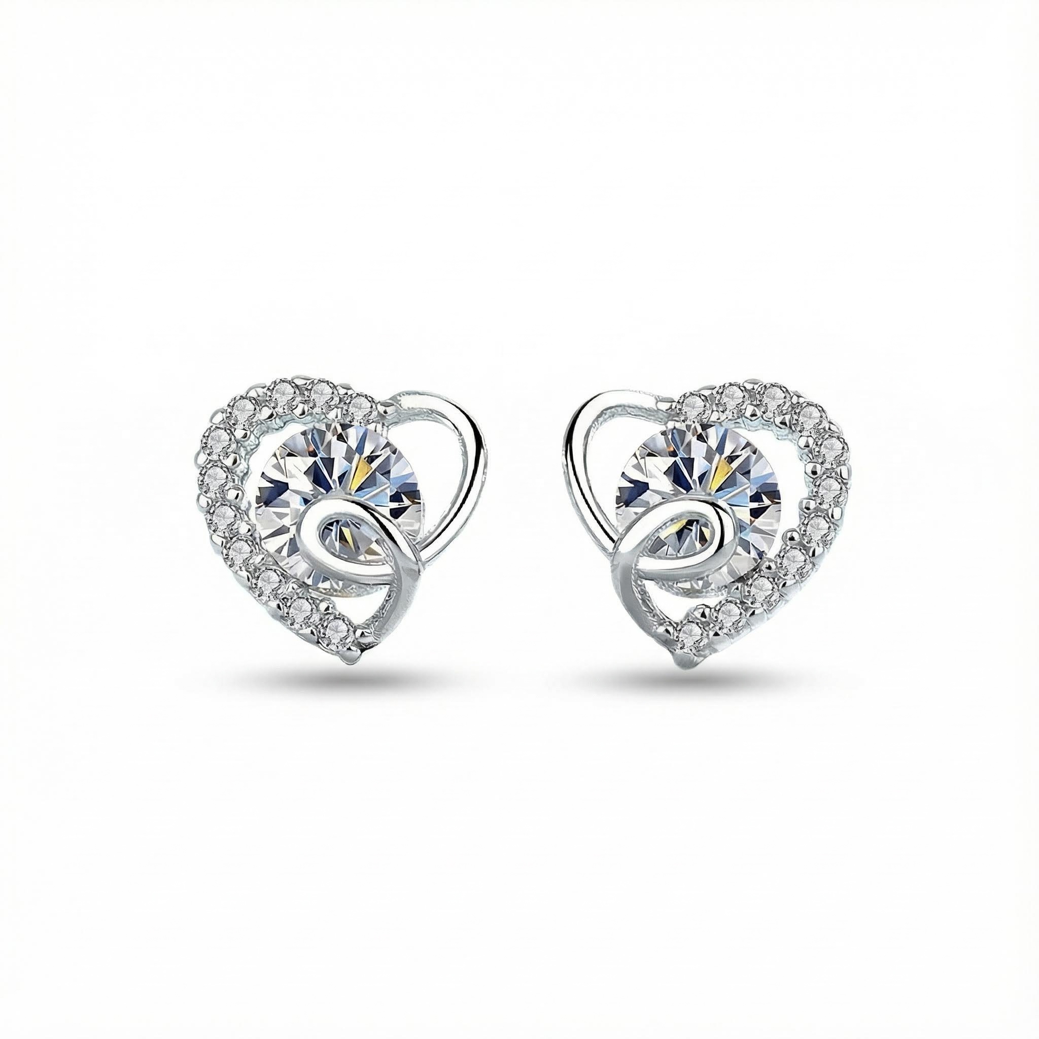 Heart Shape VVS Moissanite S925 Silver Stud Earrings
