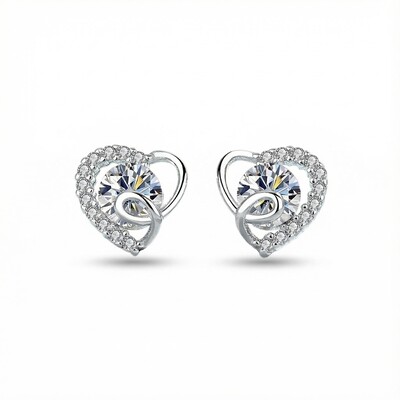 Heart Shape VVS Moissanite S925 Silver Stud Earrings