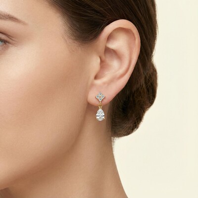 1CT Pear Cut VVS Moissanite S925 Silver Stud Earrings