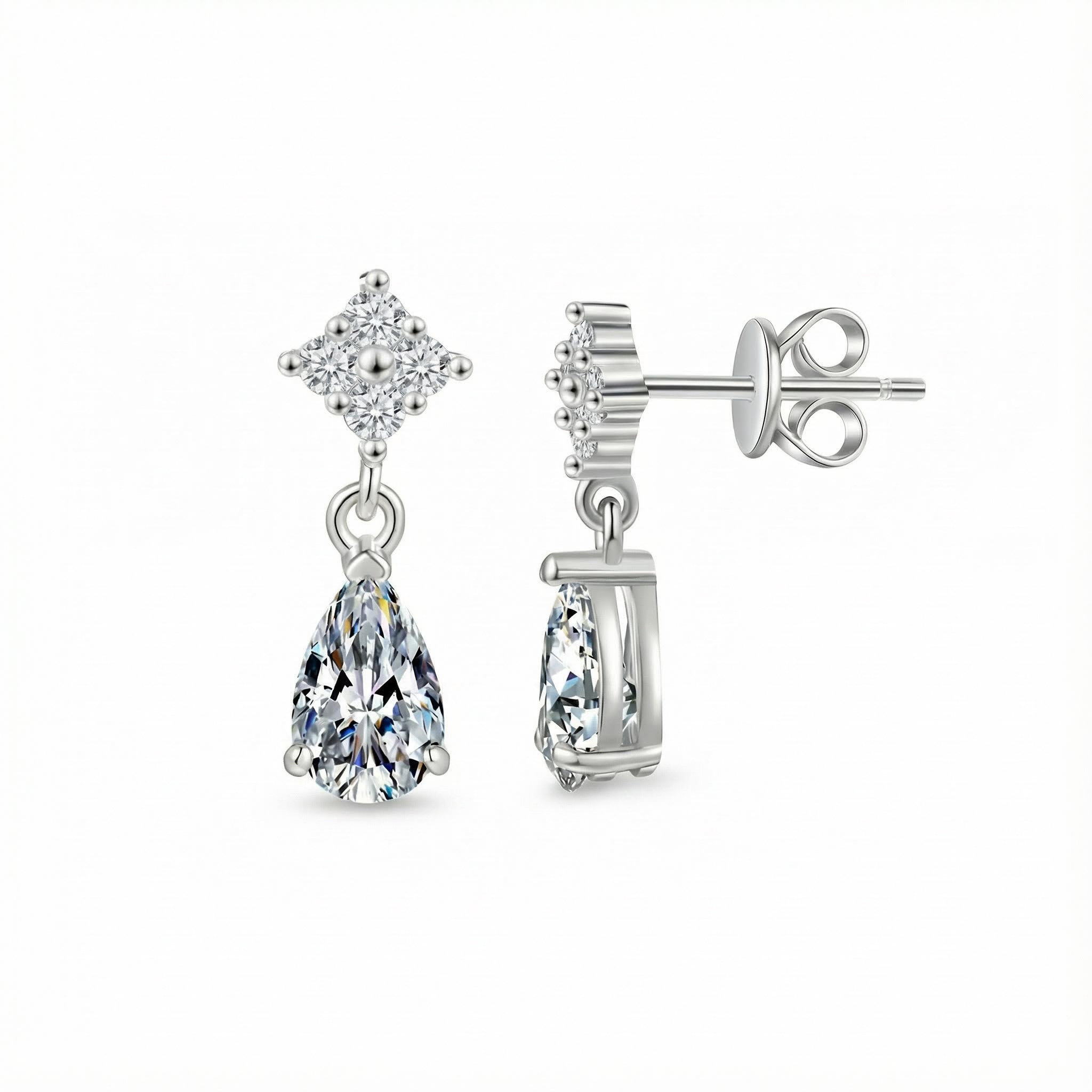 1CT Pear Cut VVS Moissanite S925 Silver Stud Earrings