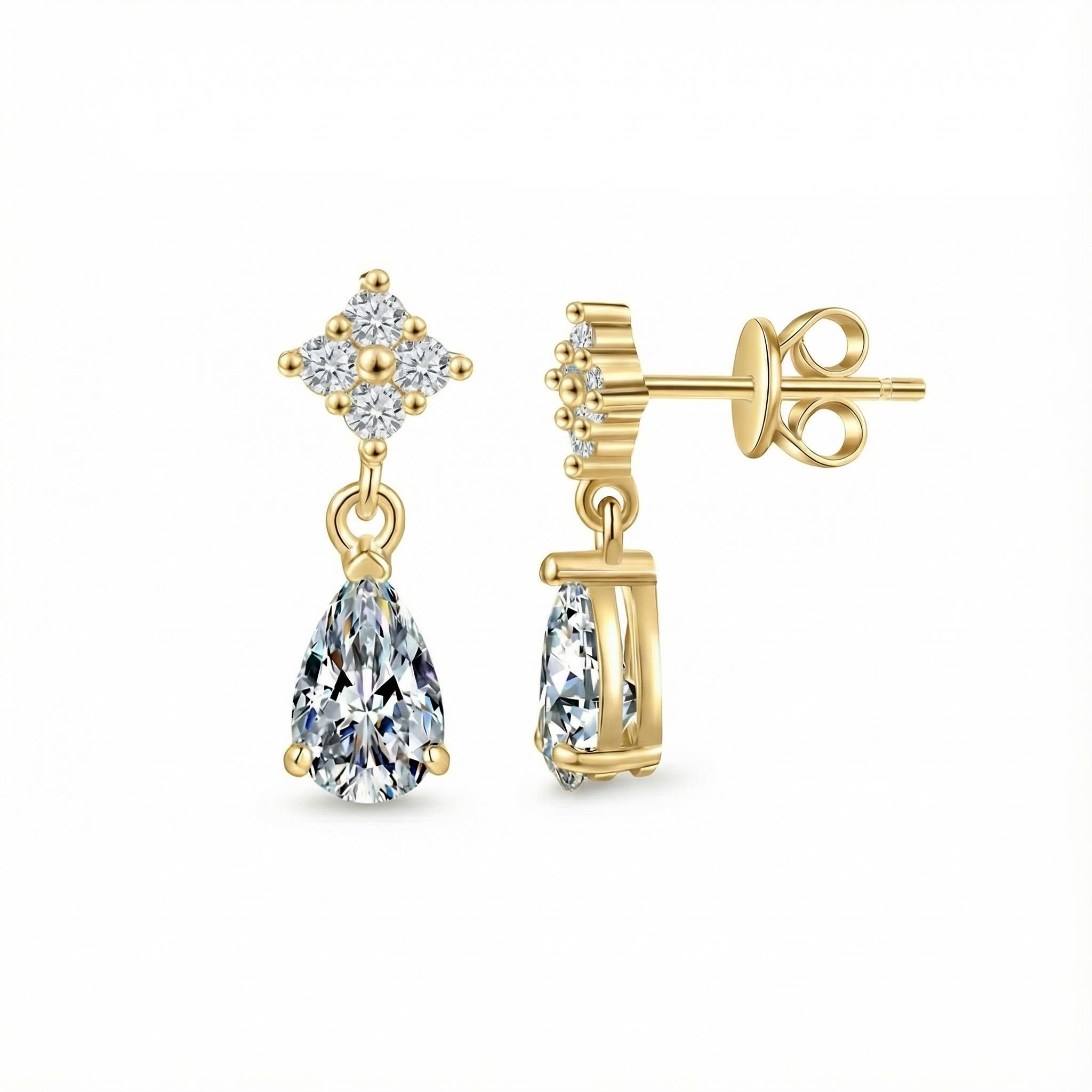 1CT Pear Cut VVS Moissanite S925 Silver Stud Earrings