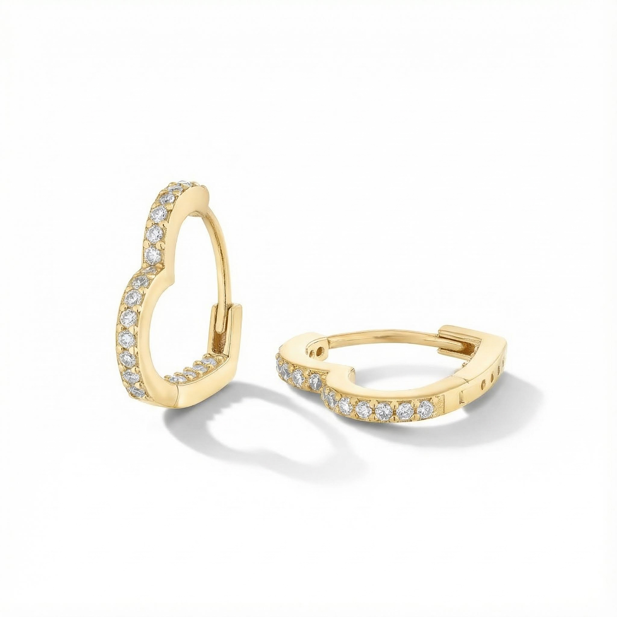 S925 Silver Heart Shaped Twinkling Diamond Hoop Earrings