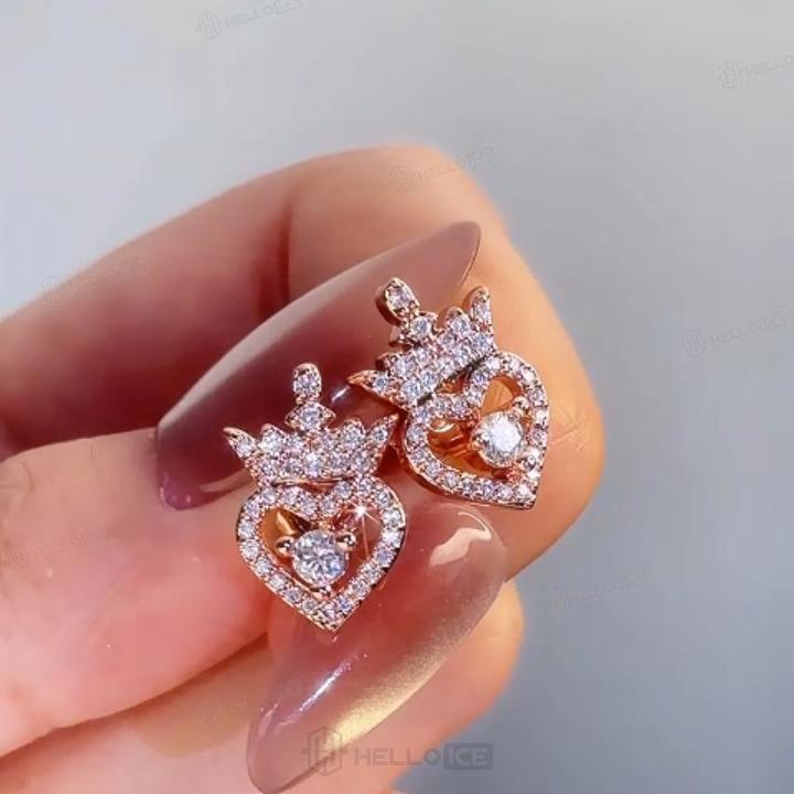 S925 Silver Crown Of Hearts Stud Earrings S925 Silver Crown Of Hearts Stud Earrings