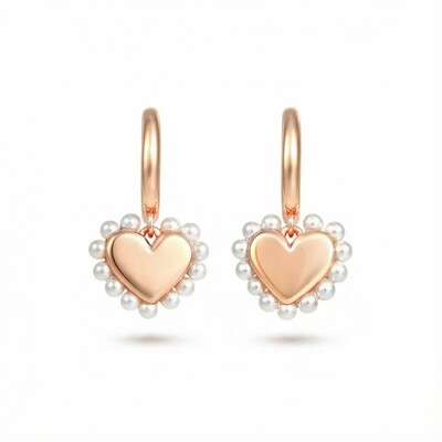 S925 Silver Heart Shaped Pearl Drop Earrings