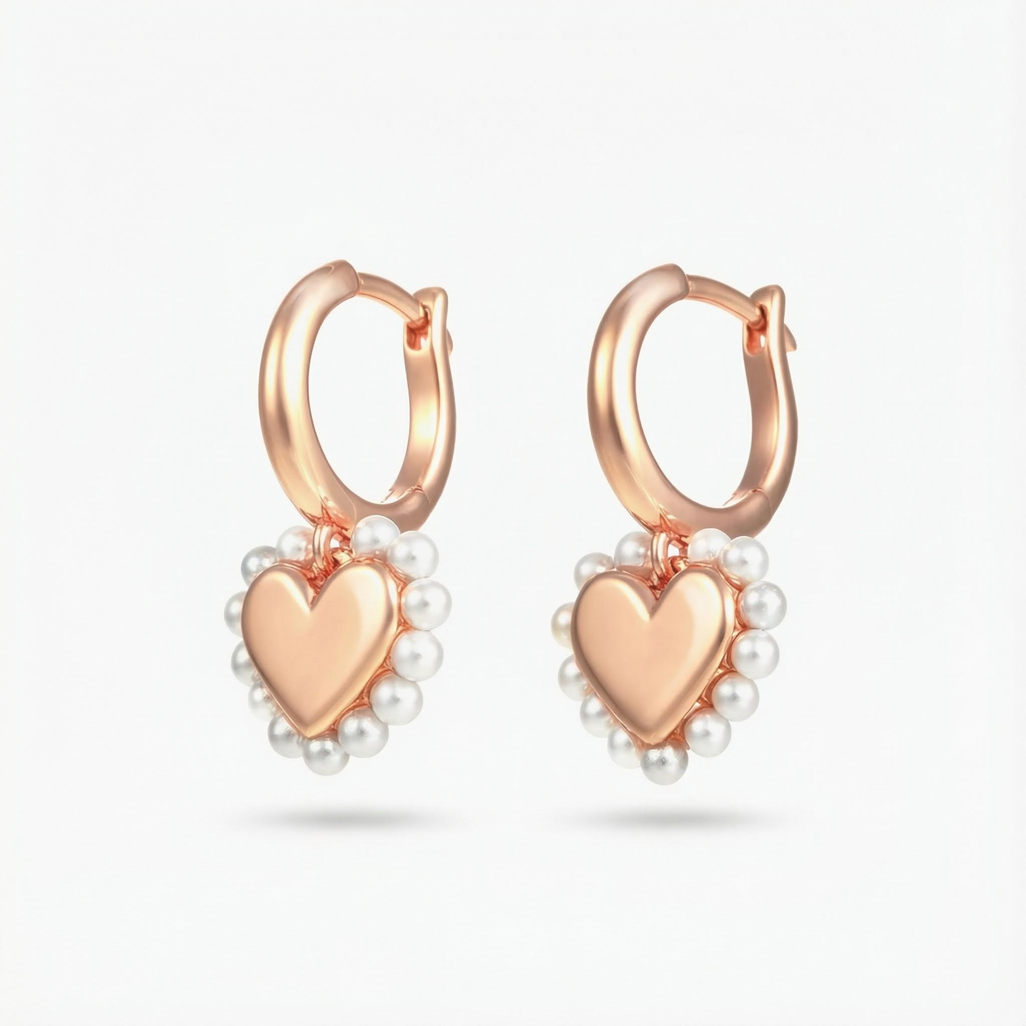 S925 Silver Heart Shaped Pearl Drop Earrings