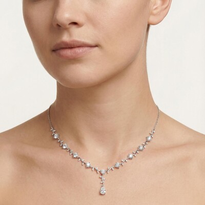 Pear & Round Cut VVS Moissanite Pine Vine Necklace