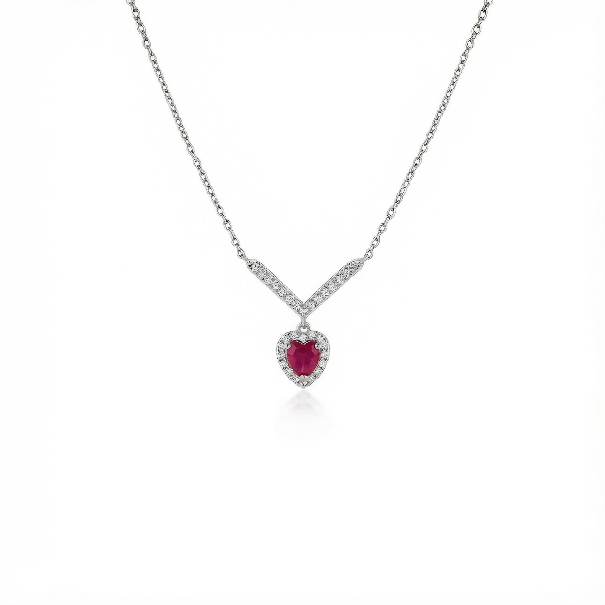 S925 Silver Heart Diamond Pendent Necklace