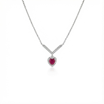 S925 Silver Heart Diamond Pendent Necklace