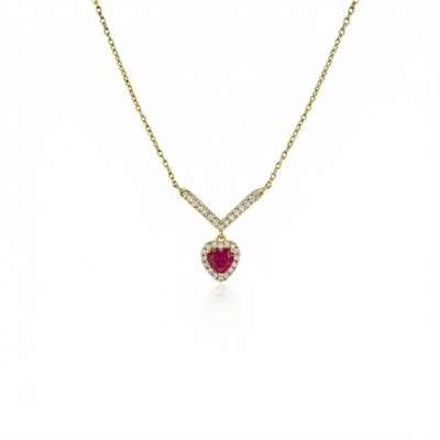 S925 Silver Heart Diamond Pendent Necklace