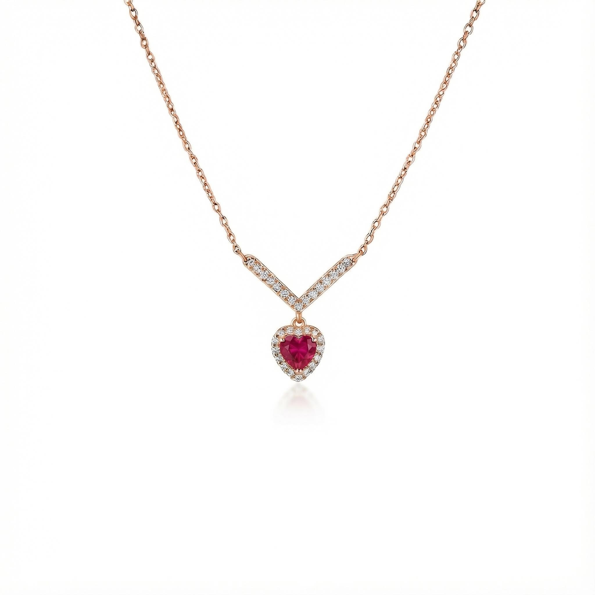S925 Silver Heart Diamond Pendent Necklace