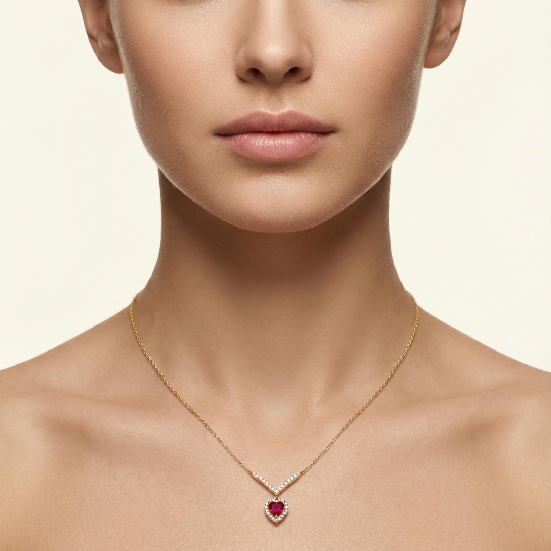 S925 Silver Heart Diamond Pendent Necklace