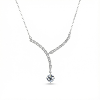 1CT Round Cut VVS Moissanite S925 Silver Viper Necklace