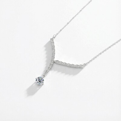 1CT Round Cut VVS Moissanite S925 Silver Viper Necklace