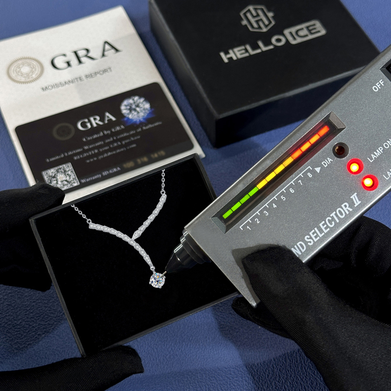 1CT Round Cut VVS Moissanite S925 Silver Viper Necklace