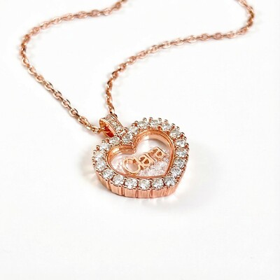Customized Name Heart Shaped Dancing Diamonds Pendant Necklace