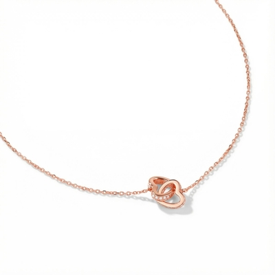 S925 Silver Double Heart Shaped Pendant Necklace