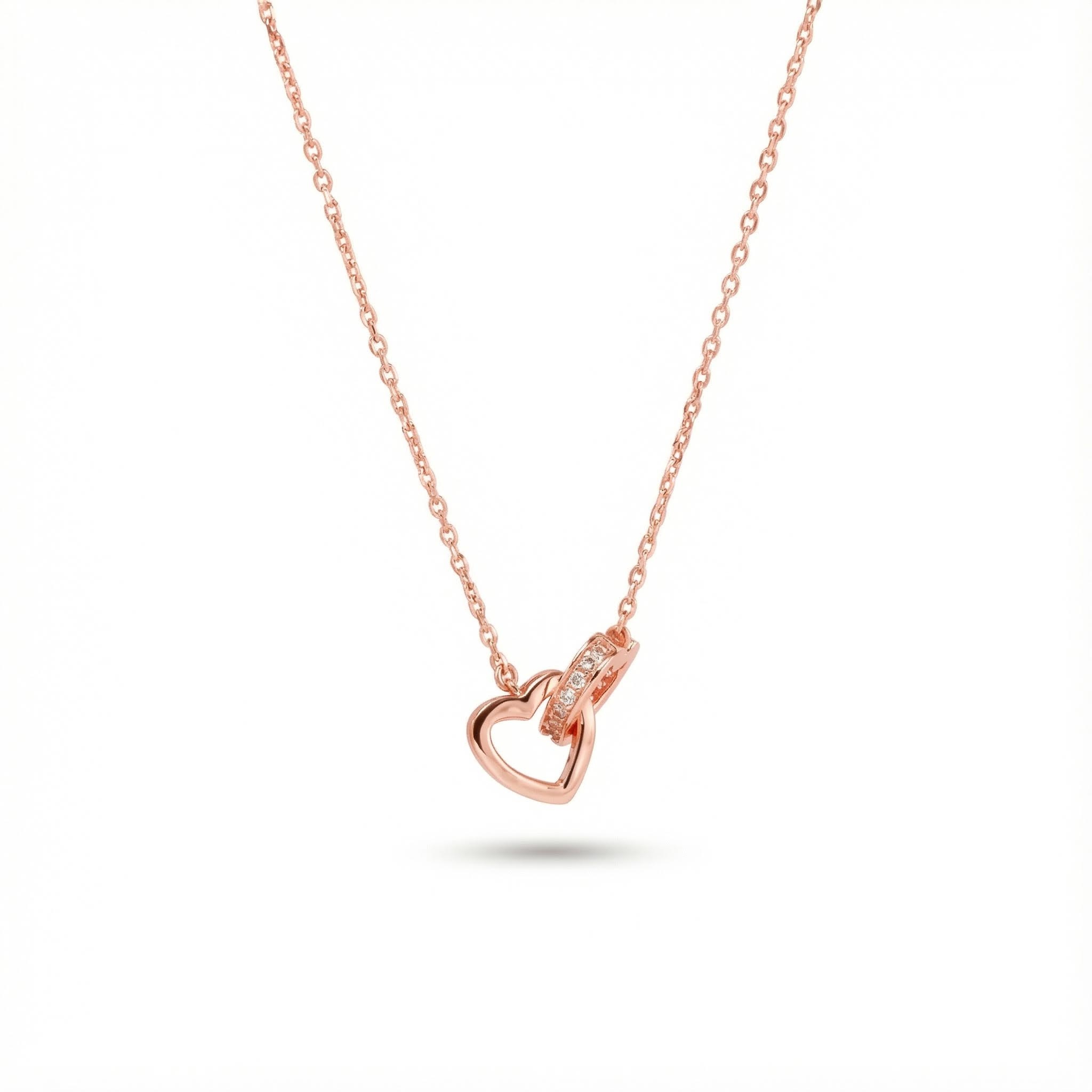 S925 Silver Double Heart Shaped Pendant Necklace