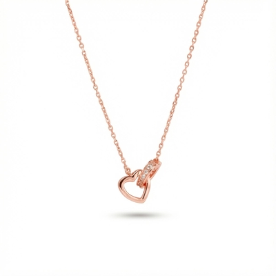 S925 Silver Double Heart Shaped Pendant Necklace