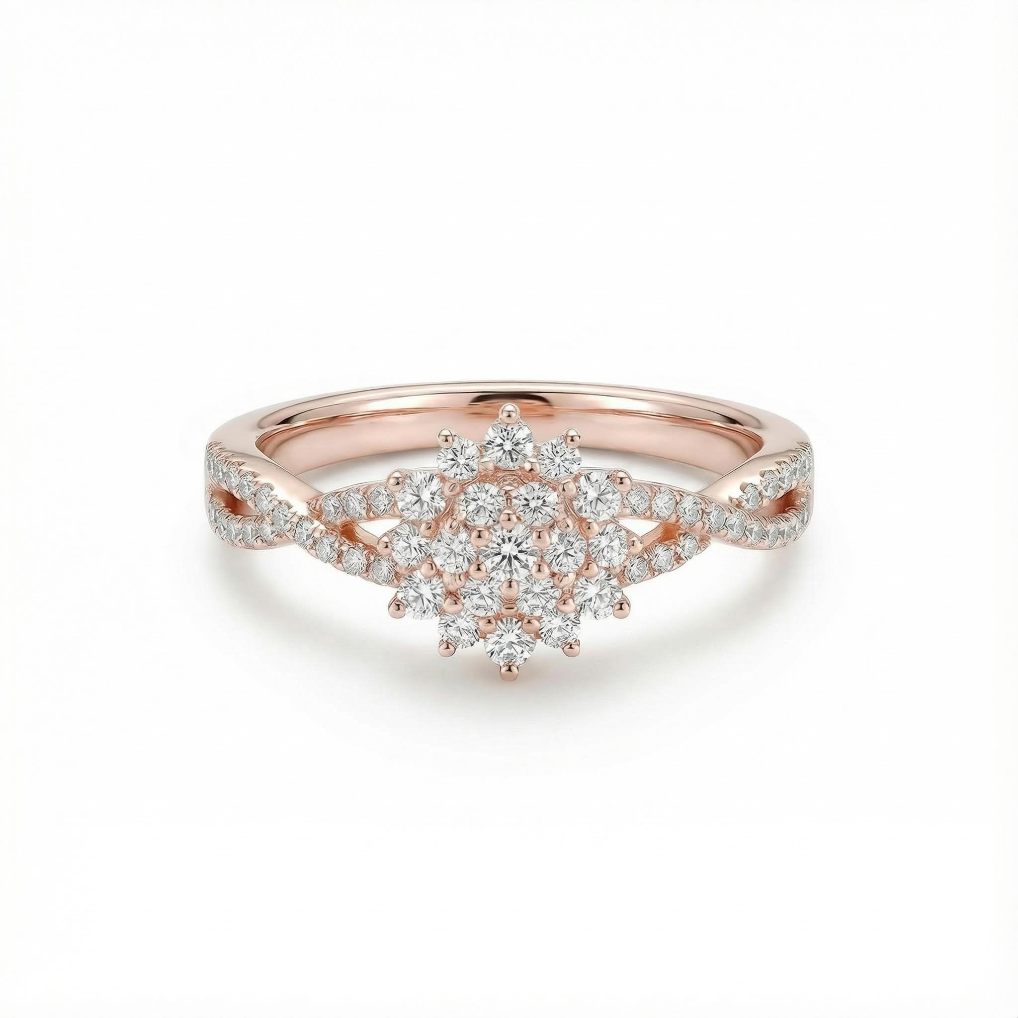 Round Cut VVS Moissanite Cluster Engagement Ring