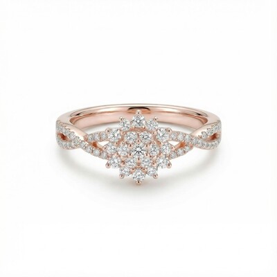 Round Cut VVS Moissanite Cluster Engagement Ring