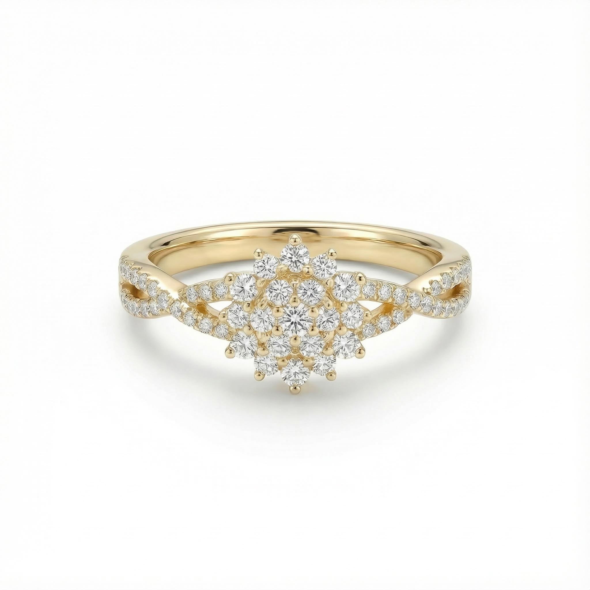 Round Cut VVS Moissanite Cluster Engagement Ring