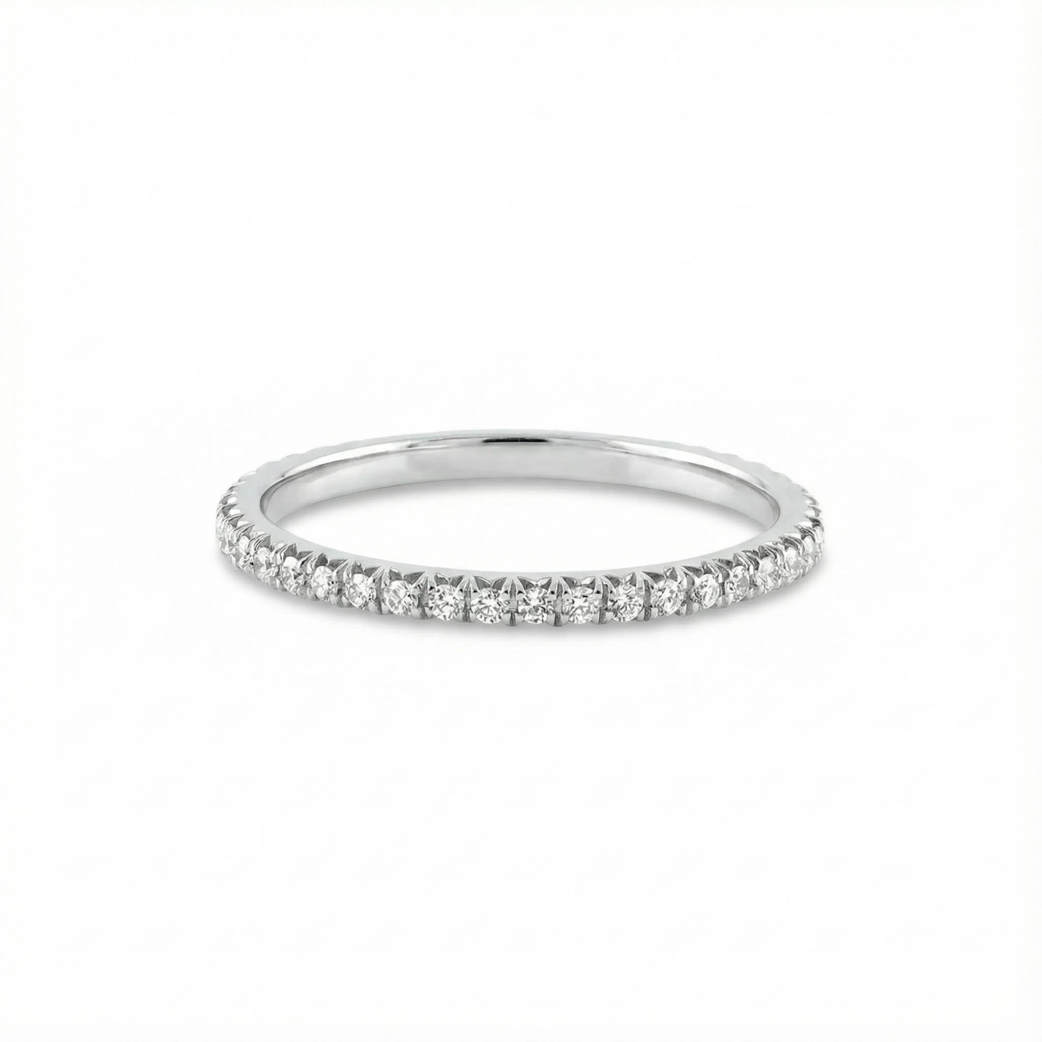 Round Cut VVS Moissanite Pave Wedding Band