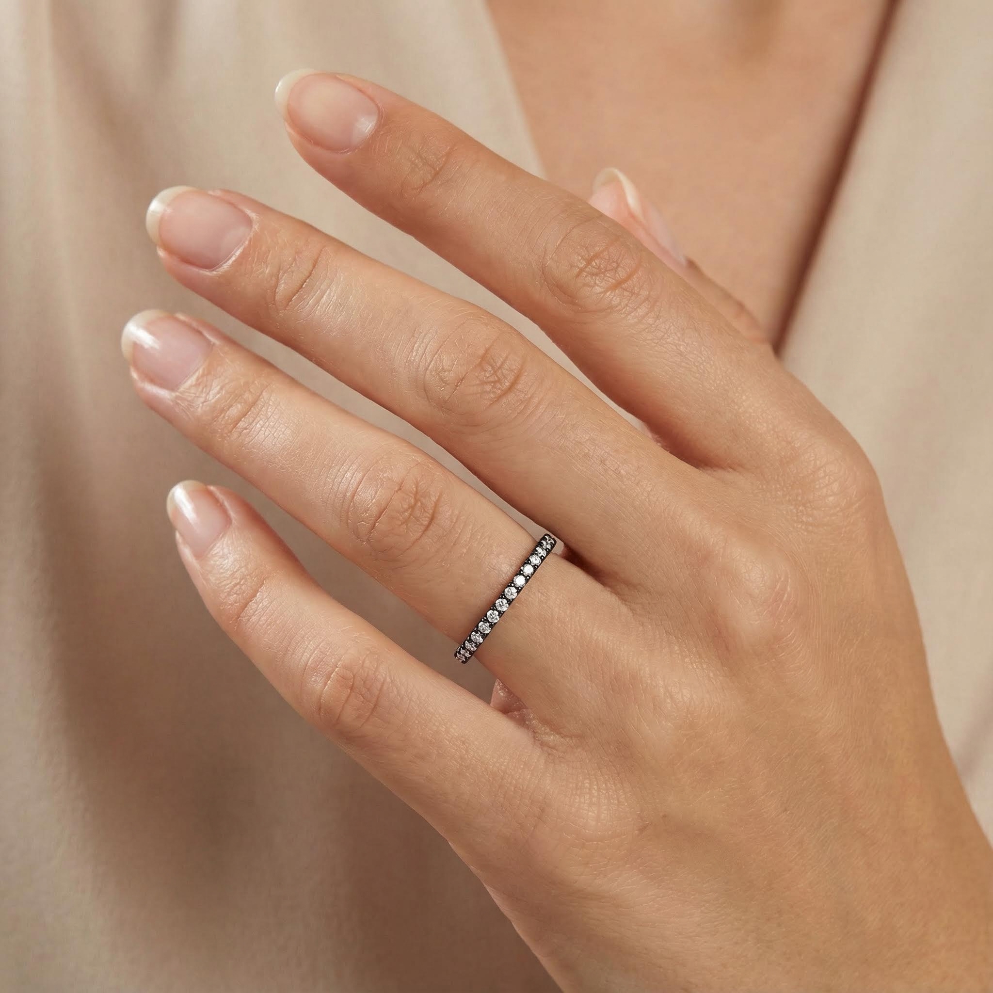 Round Cut VVS Moissanite Pave Wedding Band