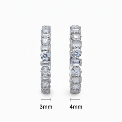 3mm/4mm Alternating Round and Emerald Cut VVS Moissanite Wedding Band