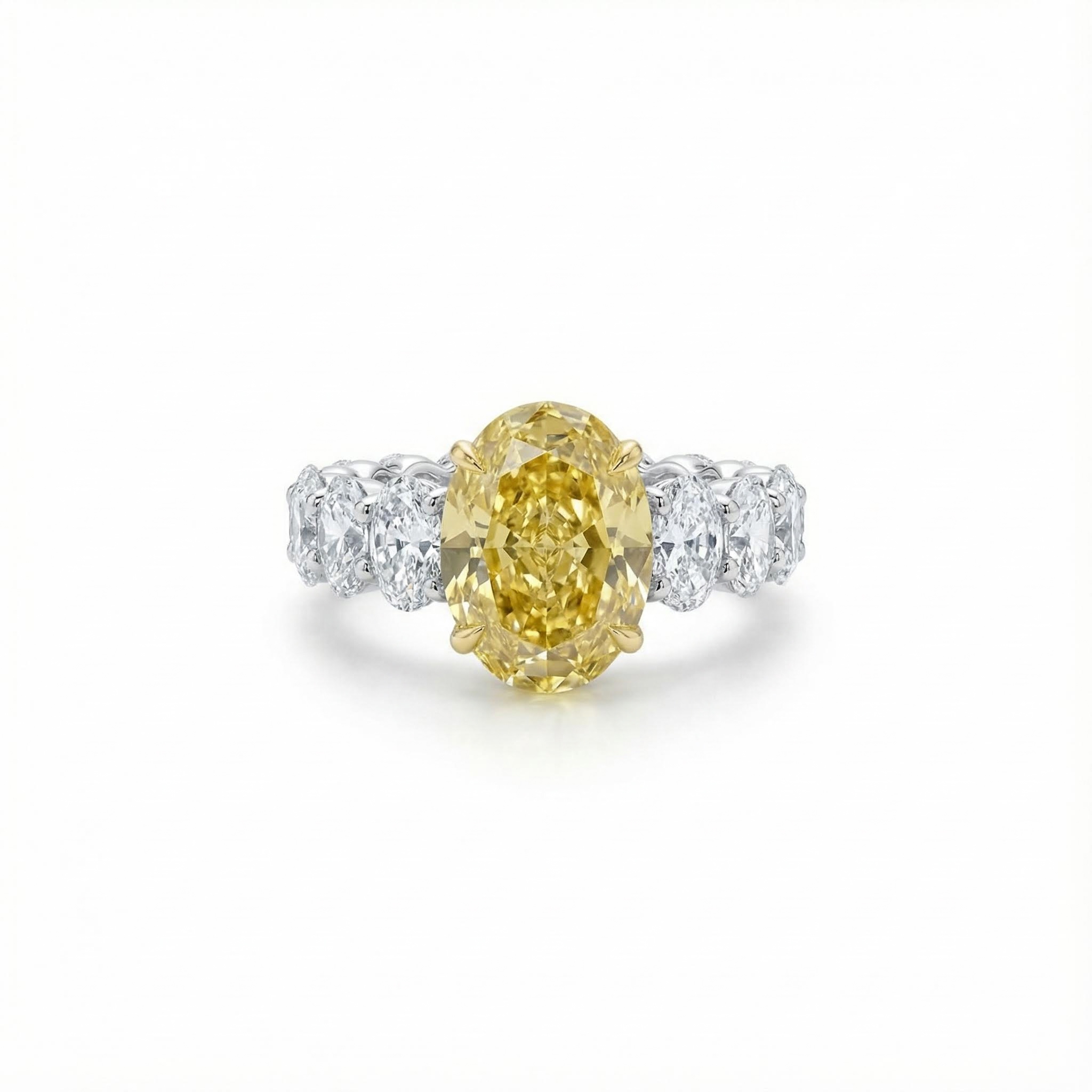 S925 Silver Yellow Oval Cut Diamond Pave Engagement Ring S925 Silver Yellow Oval Cut Diamond Pave Engagement Ring