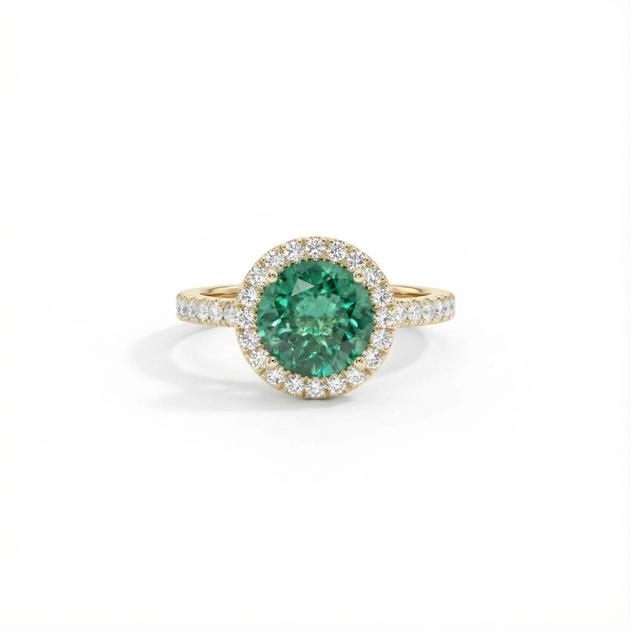 S925 Silver Emerald Round Cut Diamond Halo Engagement Ring S925 Silver Emerald Round Cut Diamond Halo Engagement Ring