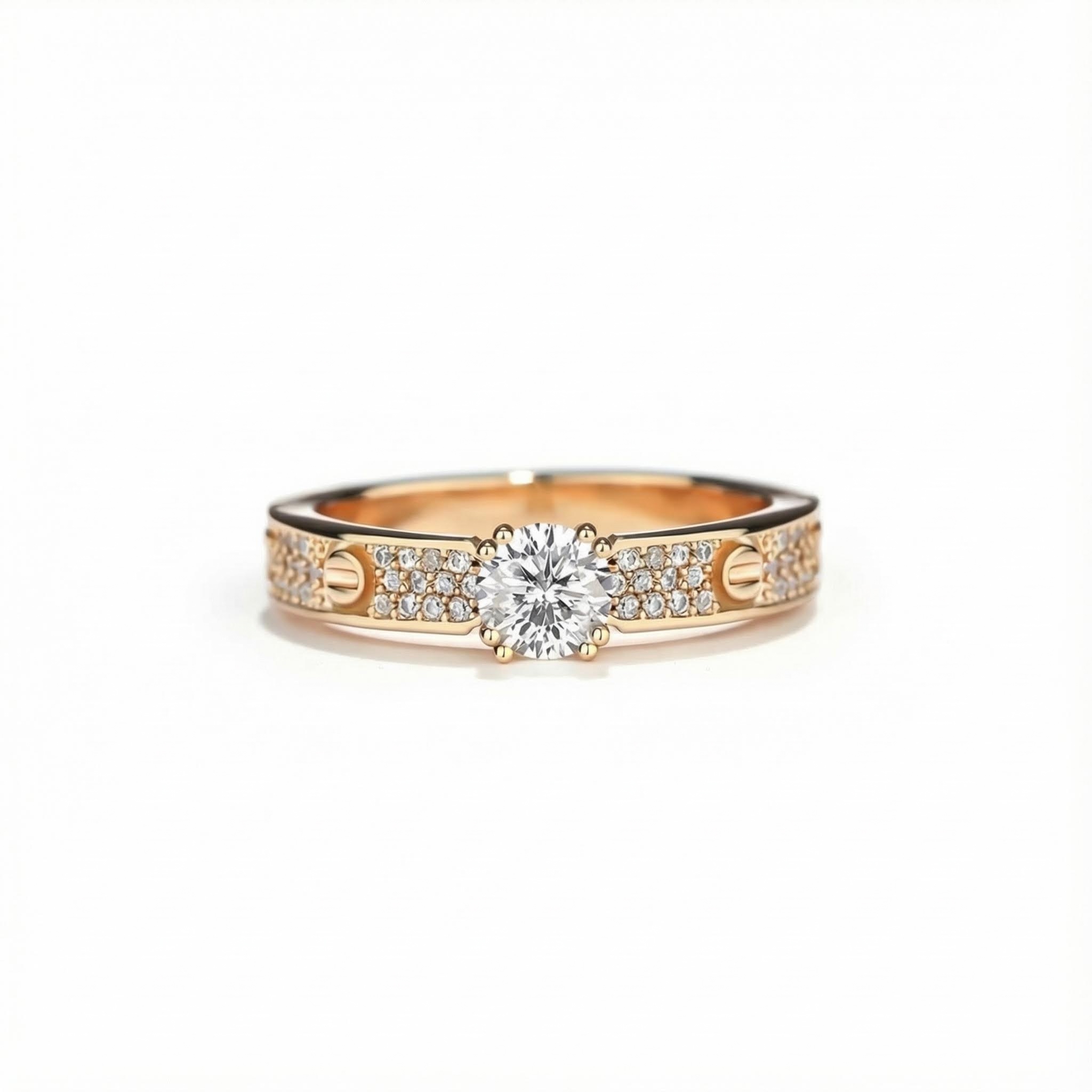 0.5CT Round Cut  VVS Moissanite S925 Silver Pave Engagement Ring