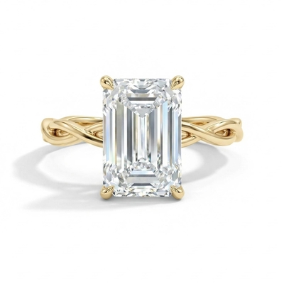 10.11ct. tw. Emerald Cut VVS Moissanite Twisted Engagement Ring