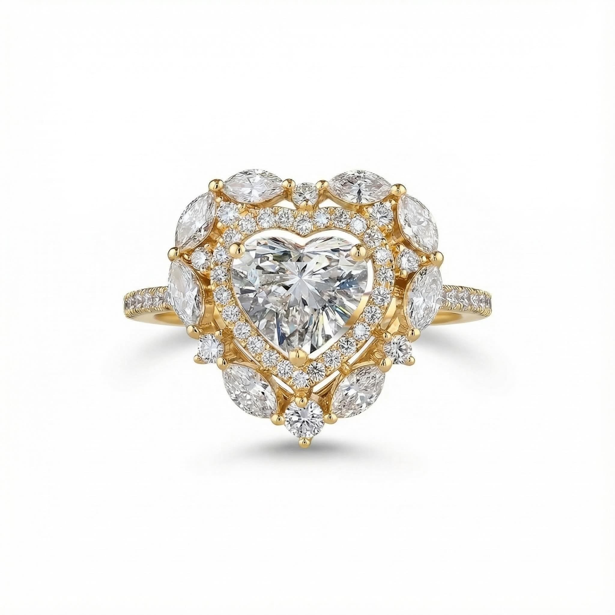 Heart Shaped VVS Moissanite Halo  Engagement Ring