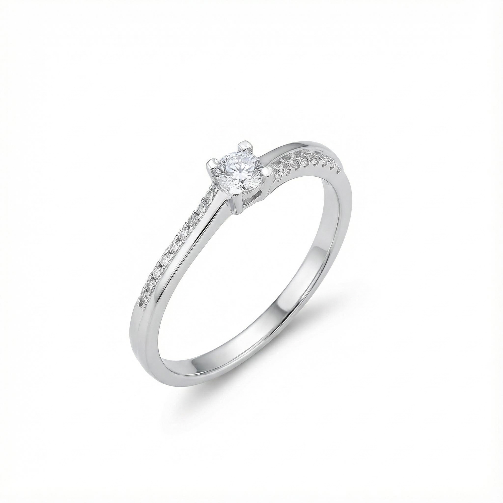 Round Cut VVS Moissanite S925 Silver Twisted Engagement Ring