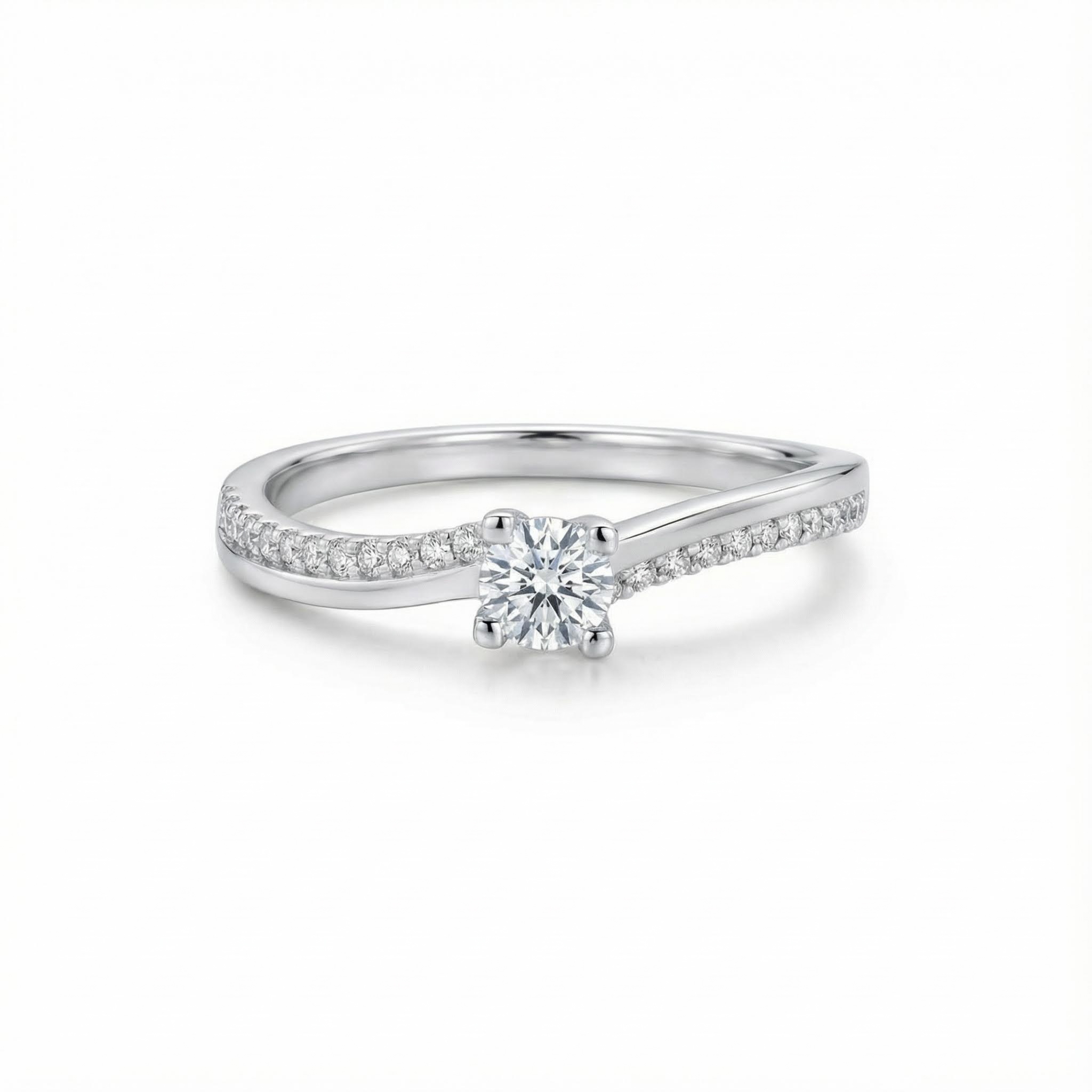 Round Cut VVS Moissanite S925 Silver Twisted Engagement Ring