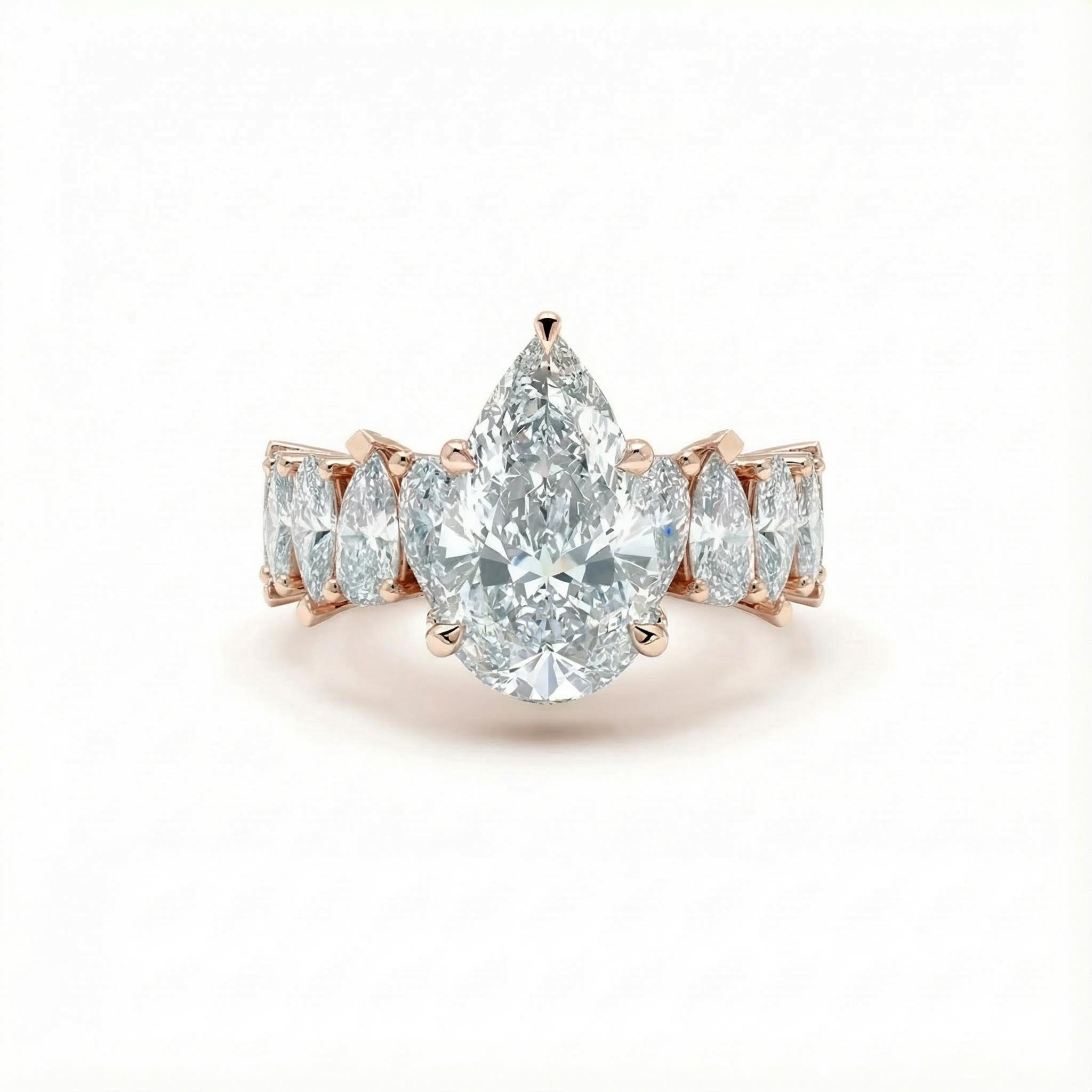 6 CT Pear Cut VVS Moissanite Wide Band Teardrop Engagement Ring 6 CT Pear Cut VVS Moissanite Wide Band Teardrop Engagement Ring