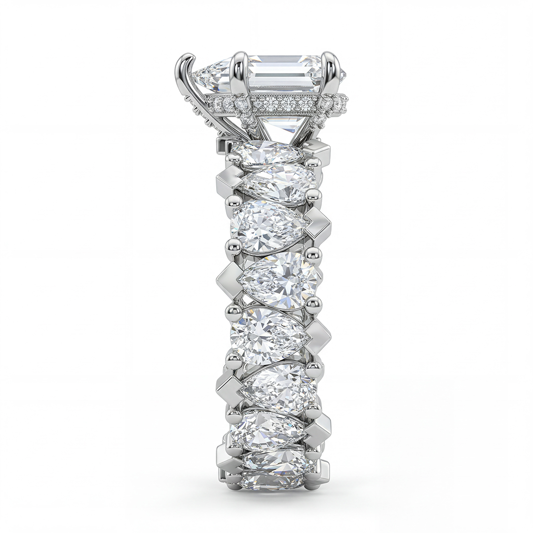 18.96ct. tw. Pear Cut VVS Moissanite Wide Band Teardrop Engagement Ring